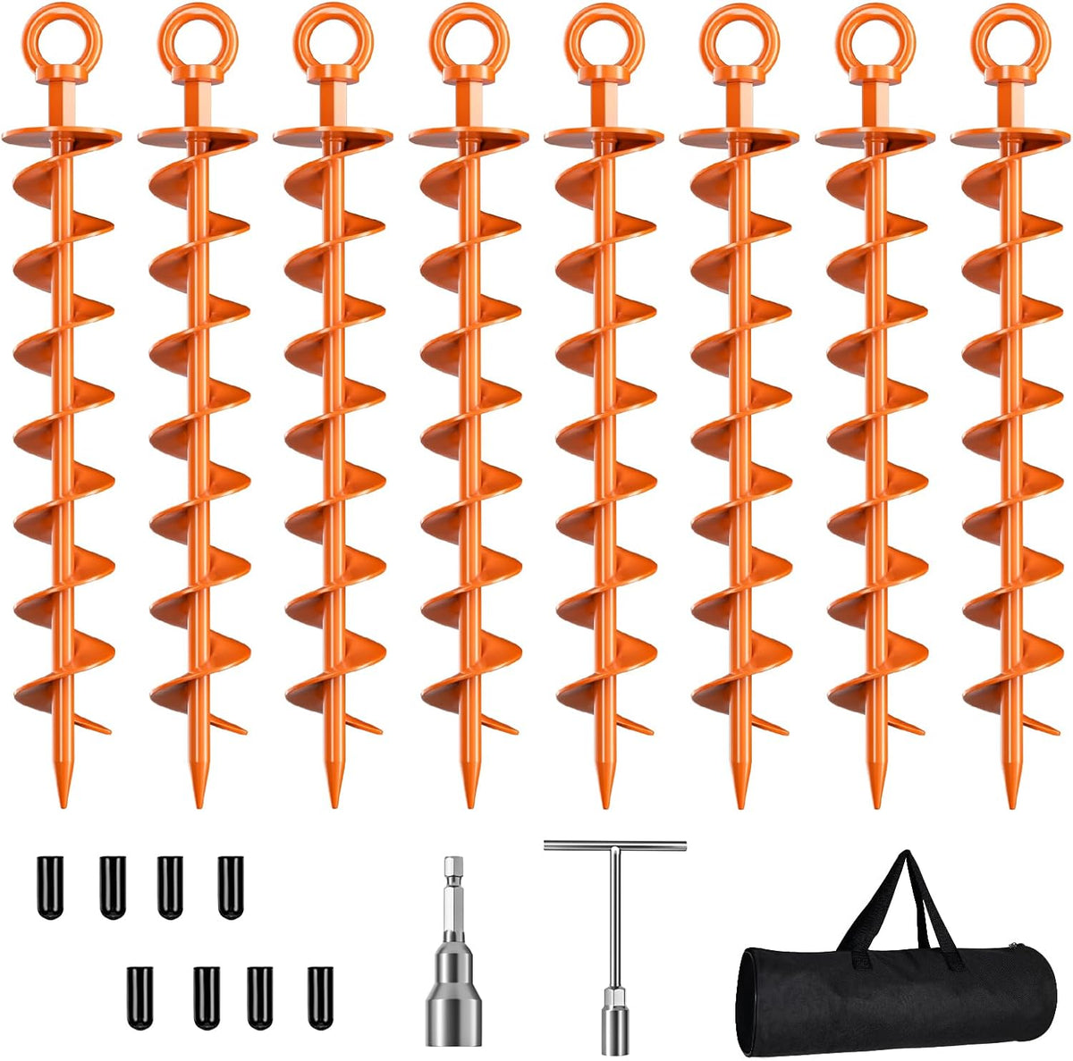 Spiral Anchors with Nut and Tool Swing Set