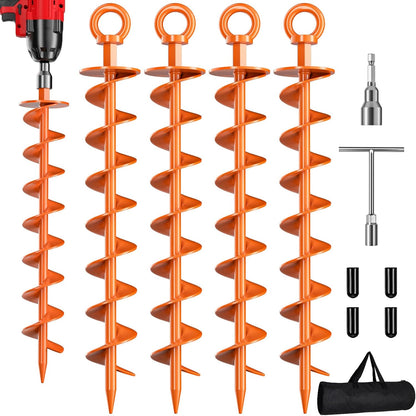 Spiral Anchors with Nut and Tool Swing Set