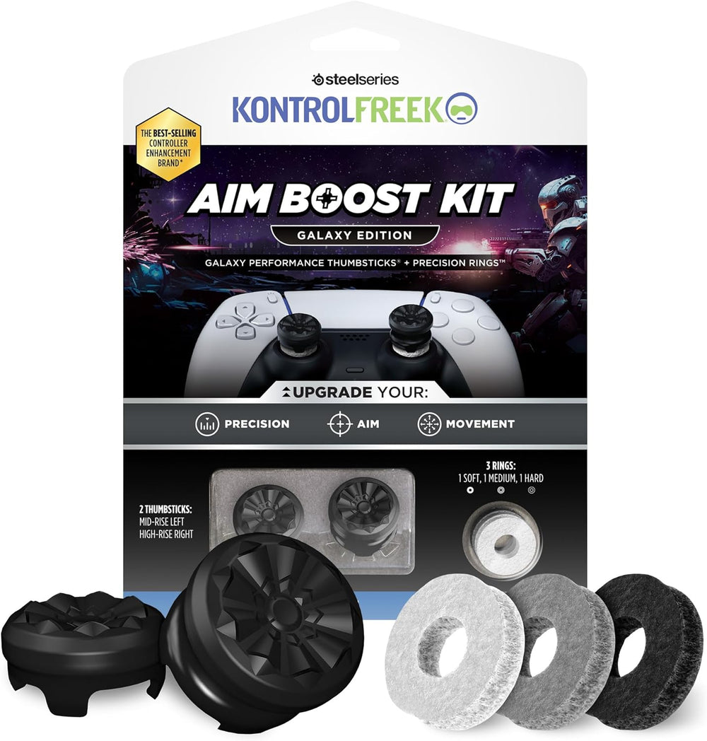 Aim Boost Kit for Playstation 5 (PS5) and Playstation 4 (PS4) Controller | Includes Performance Thumbsticks and Precision Rings | Galaxy Edition