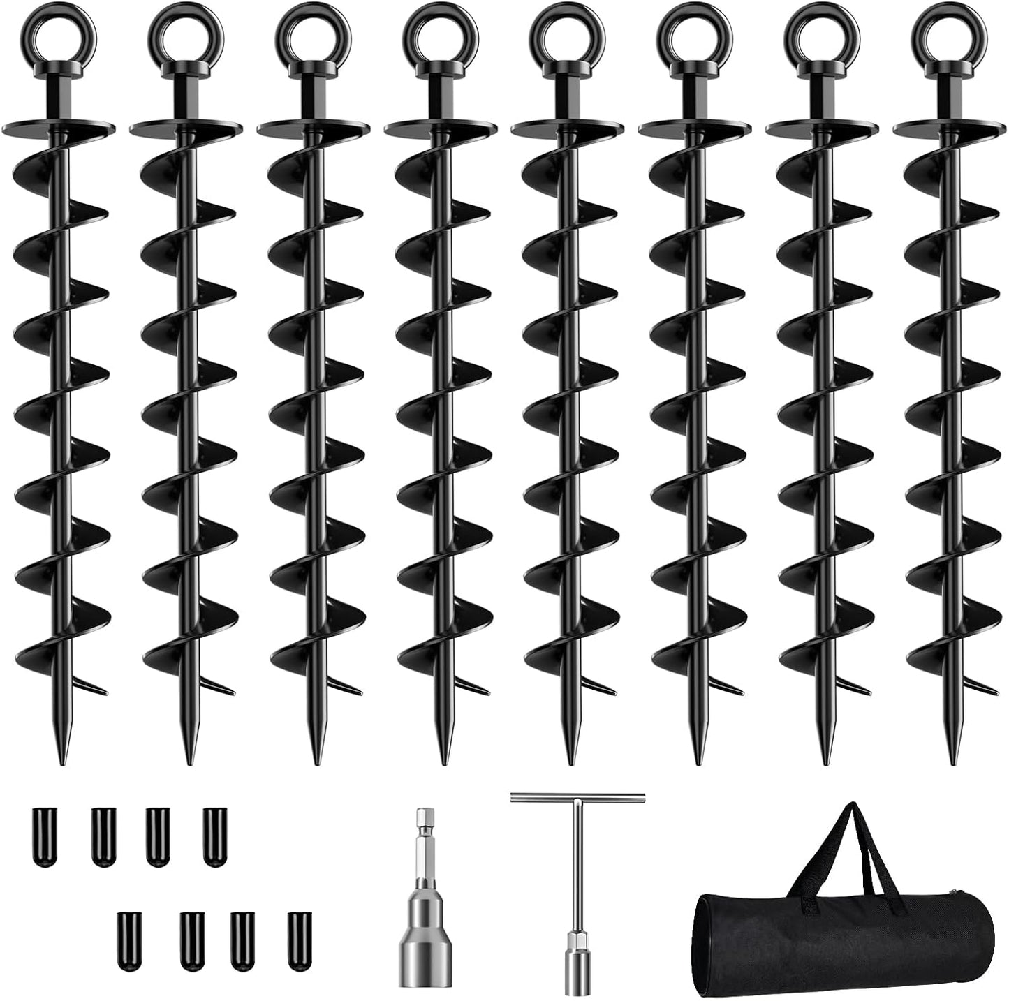 Spiral Anchors with Nut and Tool Swing Set