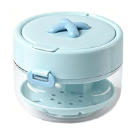 3-In-1 Retainer Case for Cleaning, Drying and Storage, Portable Denture Bath Box with Drainage Tray, Retainer Soaking Case for Aligner and Mouth Guard (Blue)